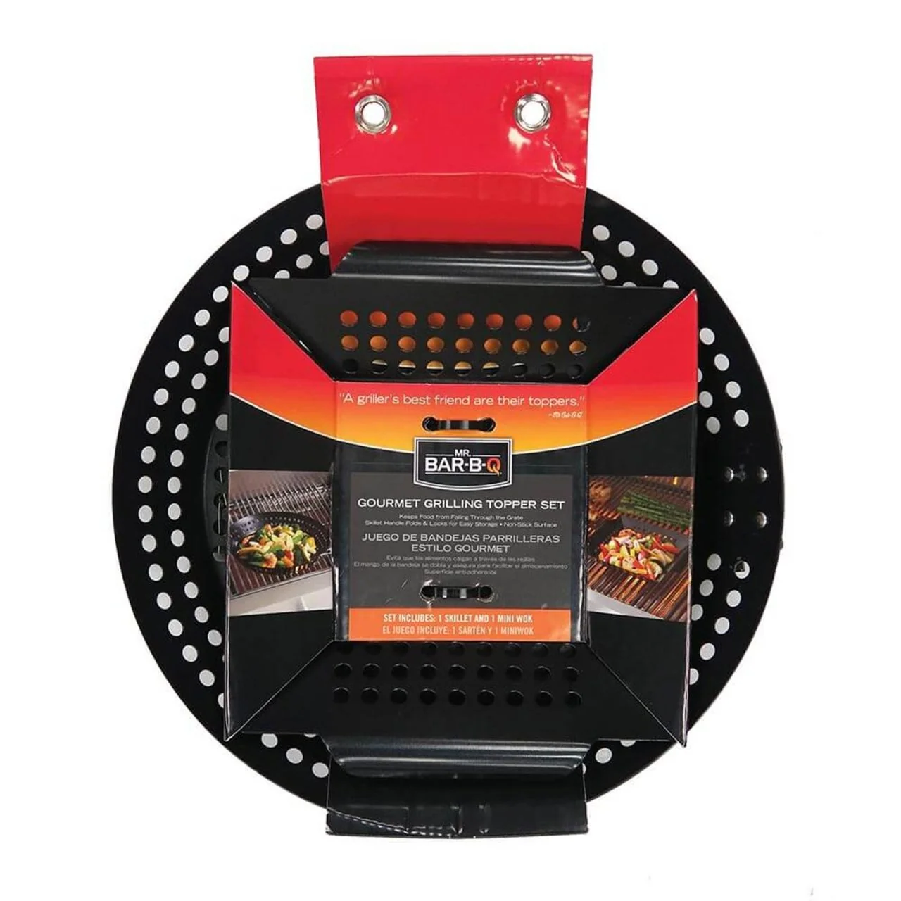 2 Piece Black Gourmet Grill Skillet & Mini Wok Set - Image 2
