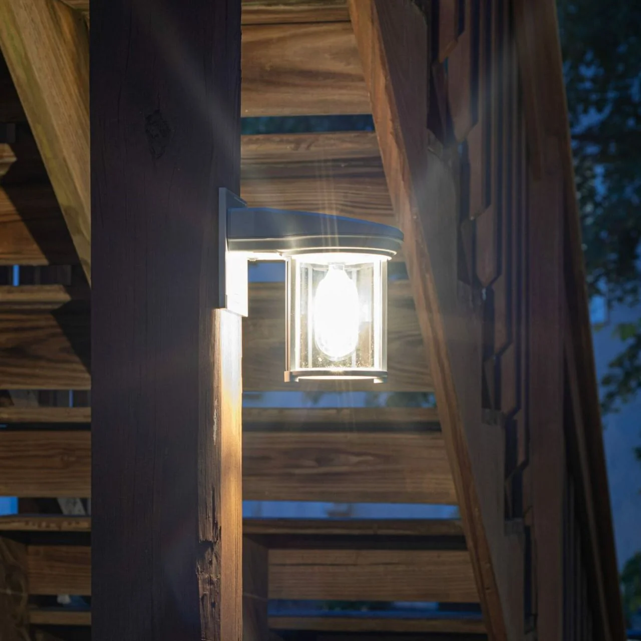 2-pack Solar LED Coach Lantern Wall Light - Black or Grey Finish - Gama Sonic - Image 5