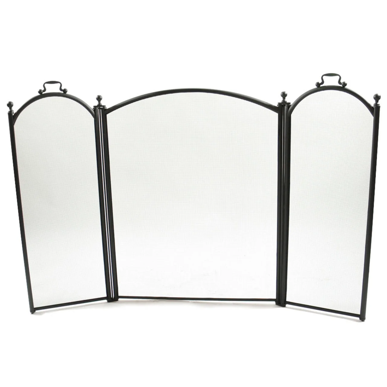3 Fold Large Diameter Fireplace Screen - Black - Image 3