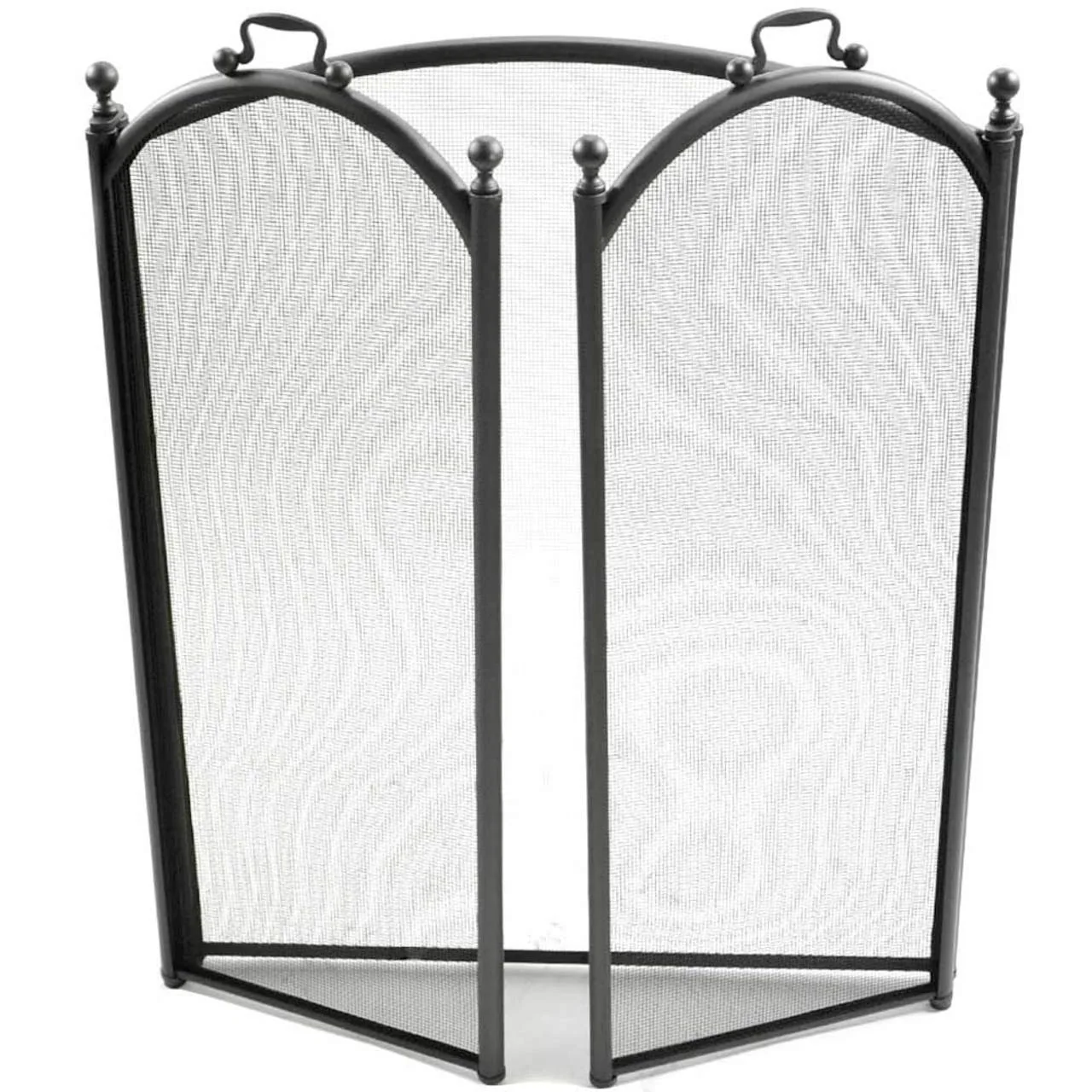 3 Fold Large Diameter Fireplace Screen - Black - Image 4