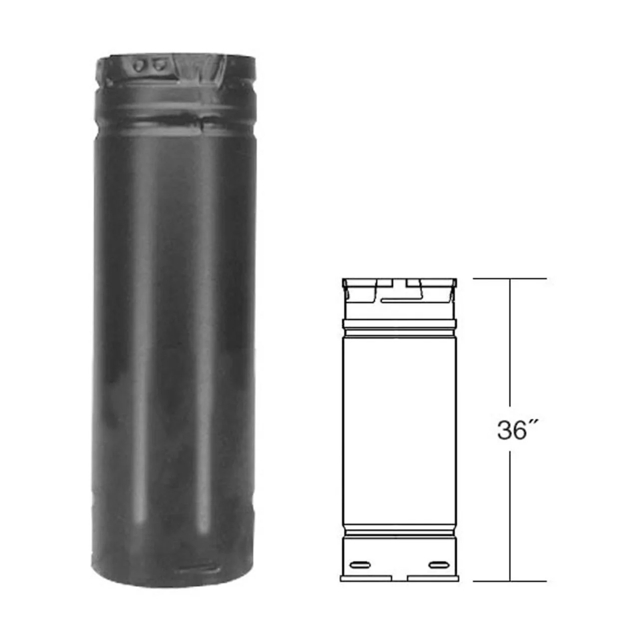 3" x 36" PelletVent Pro Black Pellet Stove Chimney Pipe - 3PVP-36B - Image 2