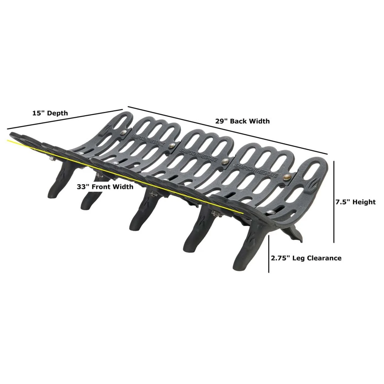 36" Sampson Fireplace Grate - Image 3