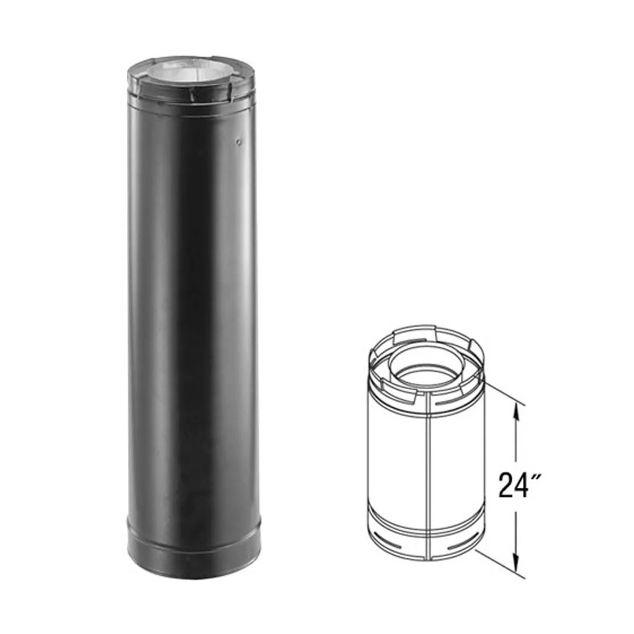 4" x 6 5/8" DirectVent Pro 24" Black Chimney Pipe - 46DVA-24B - Image 2