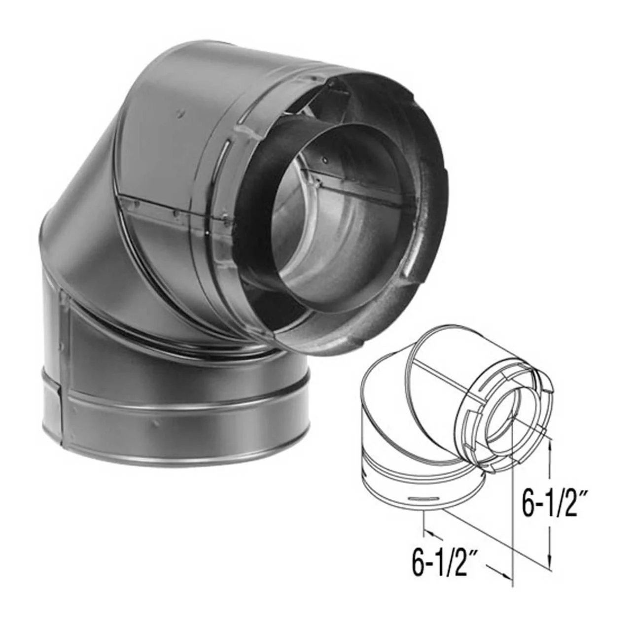 4" x 6 5/8" DirectVent Pro 90 Degree Black Elbow - 46DVA-E90B - Image 2