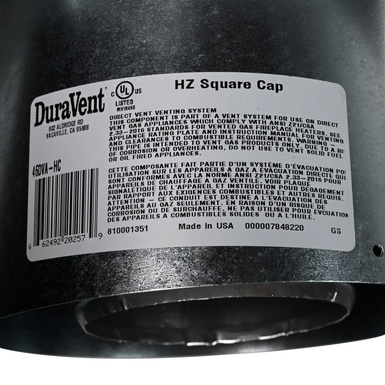 4" x 6 5/8" DirectVent Pro Aluminum Square Horizontal Termination Cap - 46DVA-HC - Image 10