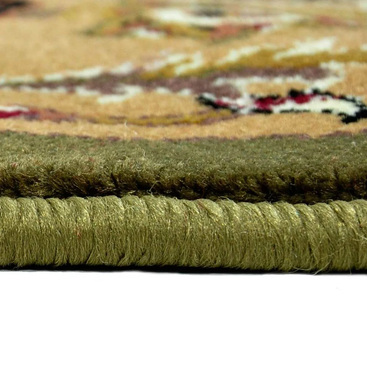 46" Half Round Green and Taupe Kashan Hearth Rug - Image 7