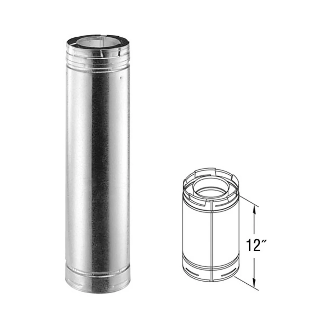 5" x 8" DirectVent Pro 12" Galvanized Chimney Pipe - 58DVA-12 - Image 2