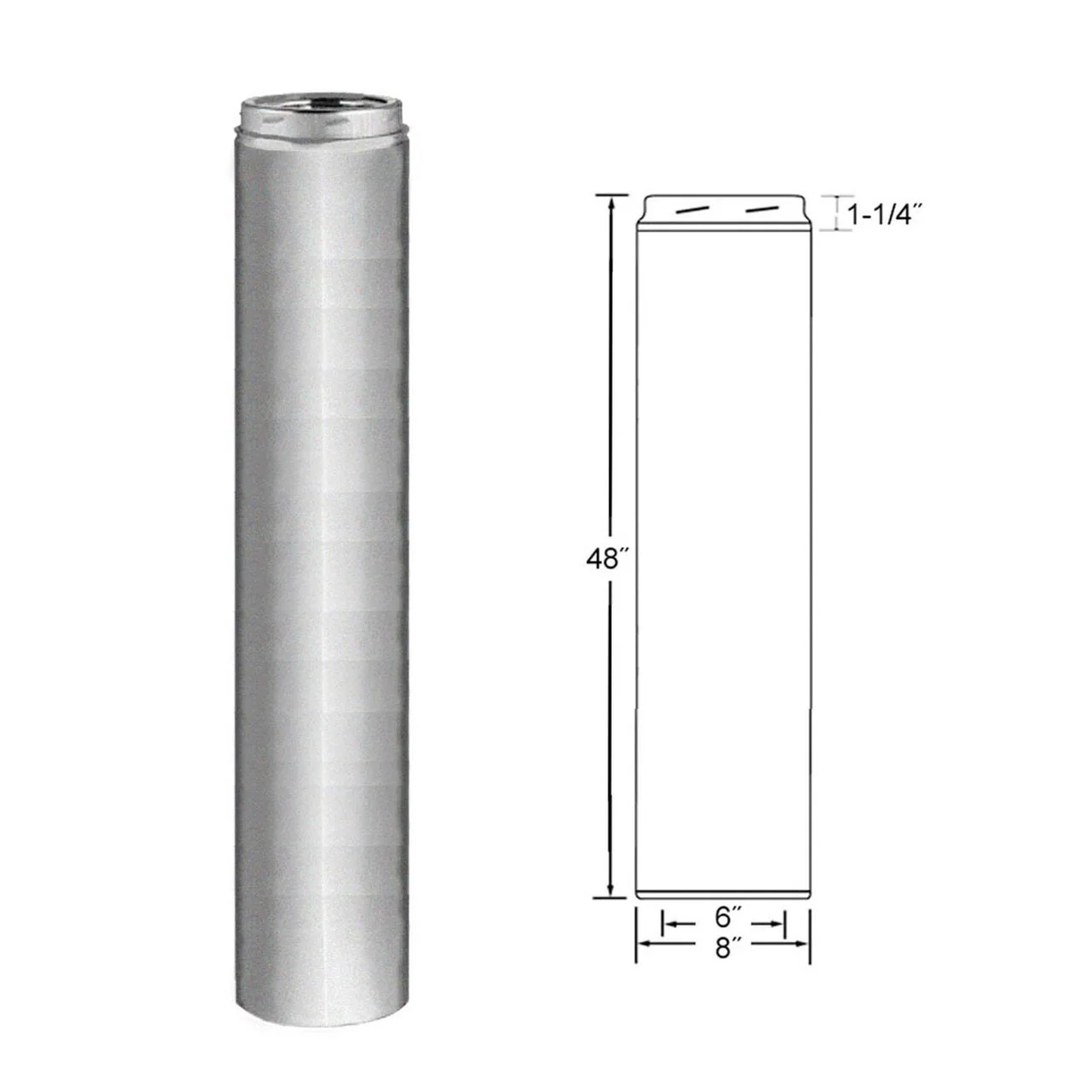 6'' x 48'' Selkirk Galva-Temp Galvanized Chimney Pipe - 6GT-48 - Image 2