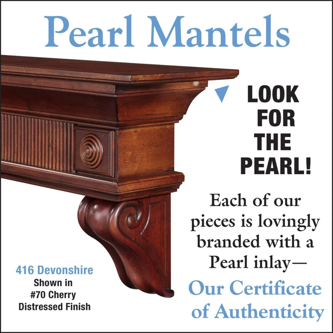 72" Devonshire Fireplace Shelf by Pearl Mantels - Cherry Distressed Finish - Image 5