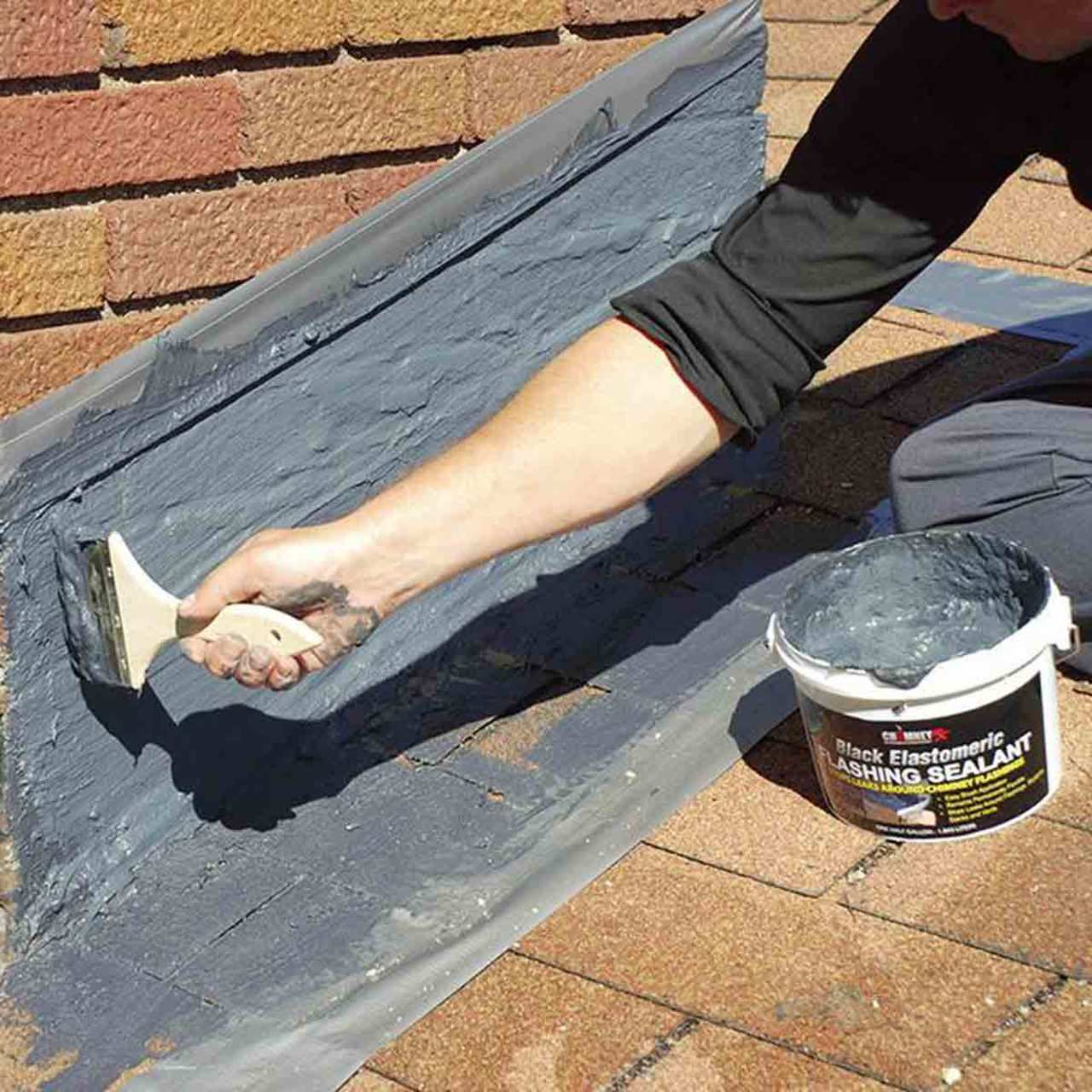 ChimneyRx Elastomeric Black Masonry Fireplace Flashing Sealant - 1/2 Gallon - 300054 - Image 3