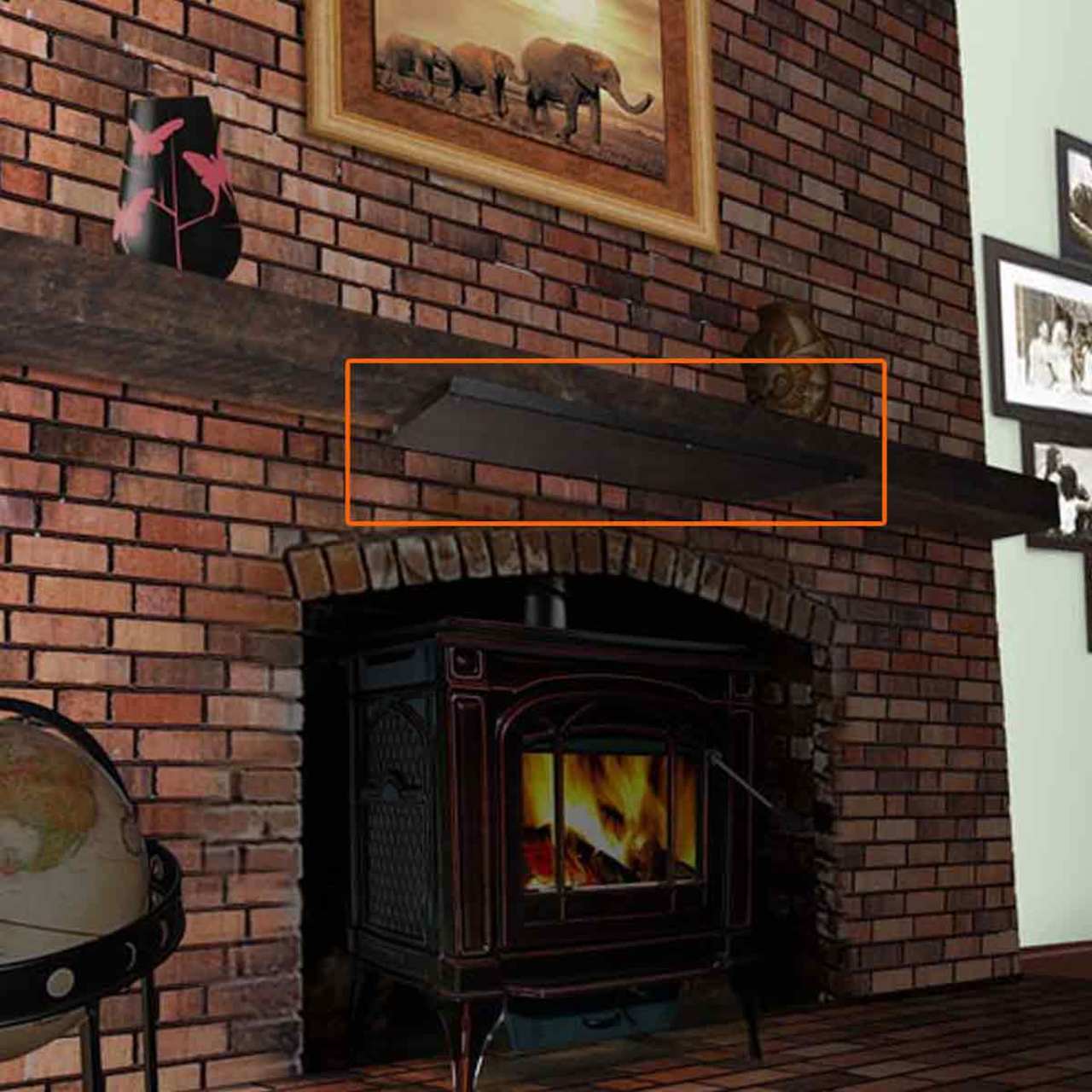 HomeSaver Mantel Shield - Black - 47" w/ Angled Lip - Image 6