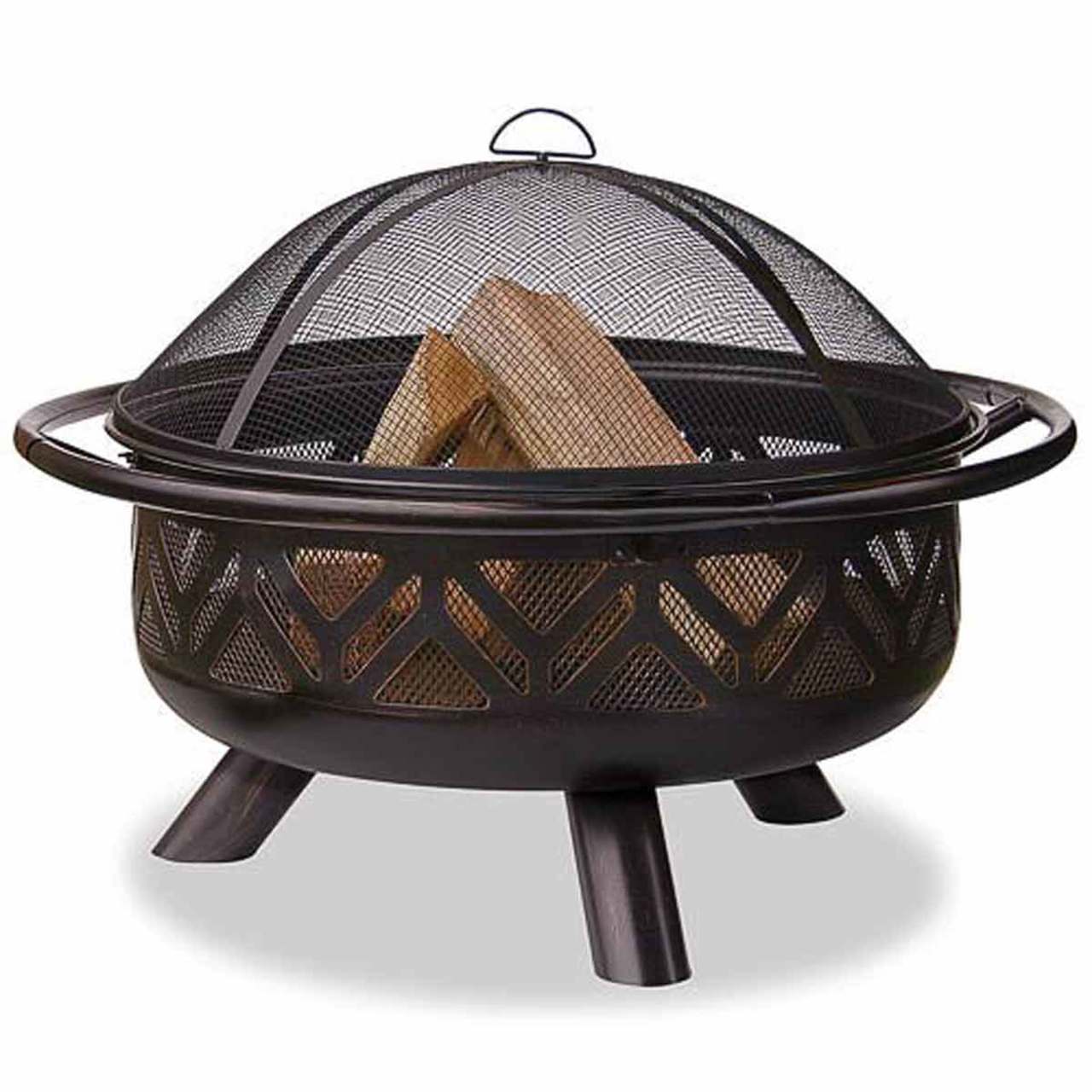 Oil Rubbed Bronze Firebowl with Geo Design - Image 4