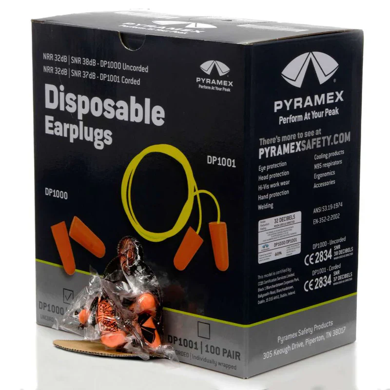 Pyramex DP1000 NRR 32dB Disposable Uncorded Earplugs, DP1000, 200 Pair, Orange - Image 2